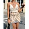 image:imageMakeMeChic Womens Sequin Halter Tops Open Back Crop Tank Top Draped Sleeveless Tie Back Club Going Out TopsApricot