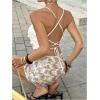 image:imageMakeMeChic Womens Sequin Halter Tops Open Back Crop Tank Top Draped Sleeveless Tie Back Club Going Out TopsApricot
