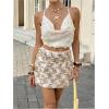 image:imageMakeMeChic Womens Sequin Halter Tops Open Back Crop Tank Top Draped Sleeveless Tie Back Club Going Out TopsApricot