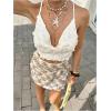 image:imageMakeMeChic Womens Sequin Halter Tops Open Back Crop Tank Top Draped Sleeveless Tie Back Club Going Out TopsApricot