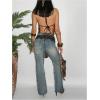 image:imageMakeMeChic Womens Sequin Halter Tops Sheer Open Back Floral Going Out TopsBurgundy