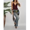 image:imageMakeMeChic Womens Sequin Halter Tops Sheer Open Back Floral Going Out TopsBurgundy