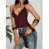 image:imageMakeMeChic Womens Sequin Halter Tops Sheer Open Back Floral Going Out TopsBurgundy