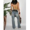 image:imageMakeMeChic Womens Sequin Halter Tops Sheer Open Back Floral Going Out TopsGreen