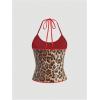 image:imageMakeMeChic Womens Sequin Halter Tops Sparkly Y2k Cheetah Print Tie Backless Tank Crop TopMulticolor