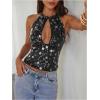 image:imageMakeMeChic Womens Sequin Open Back Halter Top Sparkly Cut Out Party Club Crop TopsBlack