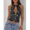 image:imageMakeMeChic Womens Sequin Open Back Halter Top Sparkly Cut Out Party Club Crop TopsBlack