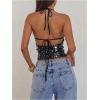 image:imageMakeMeChic Womens Sequin Open Back Halter Top Sparkly Cut Out Party Club Crop TopsBlack