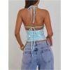 image:imageMakeMeChic Womens Sequin Open Back Halter Top Sparkly Cut Out Party Club Crop TopsLight Blue