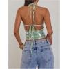 image:imageMakeMeChic Womens Sequin Open Back Halter Top Sparkly Cut Out Party Club Crop TopsLight Green