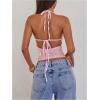 image:imageMakeMeChic Womens Sequin Open Back Halter Top Sparkly Cut Out Party Club Crop TopsPink