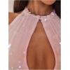 image:imageMakeMeChic Womens Sequin Open Back Halter Top Sparkly Cut Out Party Club Crop TopsPink