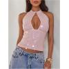 image:imageMakeMeChic Womens Sequin Open Back Halter Top Sparkly Cut Out Party Club Crop TopsPink
