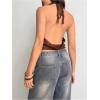 image:imageMakeMeChic Womens Sequin Sparkly Cowl Neck Halter Tops Open Back Party Tank ClubwearBrown