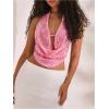 image:imageMakeMeChic Womens Sequin Sparkly Draped Halter Tops Open Back Sleeveless Y2k Party Tank ShirtsPink
