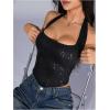 image:imageMakeMeChic Womens Sequin Sparkly Halter Crop Tops Backless Party Tank ClubwearBlack