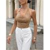 image:imageMakeMeChic Womens Sequin Sparkly Halter Crop Tops Draped Ring Backless Party Night Out TopCoffee Brown