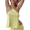 image:imageMakeMeChic Womens Sequin Sparkly Halter Crop Tops Tie Backless Fitted Tank ClubwearYellow