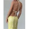image:imageMakeMeChic Womens Sequin Sparkly Halter Crop Tops Tie Backless Fitted Tank ClubwearYellow