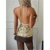 image:imageMakeMeChic Womens Sequin Sparkly Halter Top Y2k Tie Open Back Sleeveless Party TopsGold