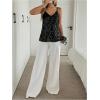image:imageMakeMeChic Womens Sequin Tank Top Fall Deep V Neck Camisole Sparkly Sleeveless Going Out TopsBlack