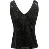 image:imageMakeMeChic Womens Sequin Tank Top Sparkly Sleeveless V Neck Rave Party Tops ClubwearBlack