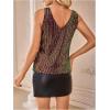 image:imageMakeMeChic Womens Sequin Tank Top Sparkly Sleeveless V Neck Rave Party Tops ClubwearBlack and Gold