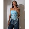 image:imageMakeMeChic Womens Sequin Tube Top Fringe Y2K Tassel Mesh Sheer Rave Sparkly Party TopsBlue