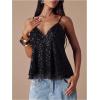 image:imageMakeMeChic Womens Sequin V Neck Cami Top Sparkly Spaghetti Strap Y2k Party TopsBlack