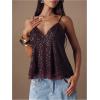 image:imageMakeMeChic Womens Sequin V Neck Cami Top Sparkly Spaghetti Strap Y2k Party TopsBurgundy