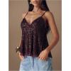 image:imageMakeMeChic Womens Sequin V Neck Cami Top Sparkly Spaghetti Strap Y2k Party TopsBurgundy