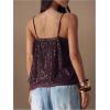 image:imageMakeMeChic Womens Sequin V Neck Cami Top Sparkly Spaghetti Strap Y2k Party TopsBurgundy