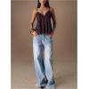 image:imageMakeMeChic Womens Sequin V Neck Cami Top Sparkly Spaghetti Strap Y2k Party TopsBurgundy