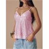 image:imageMakeMeChic Womens Sequin V Neck Cami Top Sparkly Spaghetti Strap Y2k Party TopsLight Pink