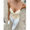 image:imageMakeMeChic Womens Sequin V Neck Camisole Sparkly Tie Front Split Sleeveless Summer TopsApricot