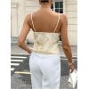 image:imageMakeMeChic Womens Sequin V Neck Camisole Sparkly Tie Front Split Sleeveless Summer TopsApricot