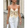 image:imageMakeMeChic Womens Sequin V Neck Camisole Sparkly Tie Front Split Sleeveless Summer TopsApricot