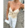 image:imageMakeMeChic Womens Sequin V Neck Camisole Sparkly Tie Front Split Sleeveless Summer TopsApricot