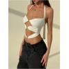 image:imageMakeMeChic Womens Sexy Halter Tops Going Out Cut Out Open Back Y2k Crop TopWhite