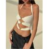 image:imageMakeMeChic Womens Sexy Halter Tops Going Out Cut Out Open Back Y2k Crop TopWhite