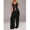 image:imageMakeMeChic Womens Sleeveless Halter Tops O Ring Backless Going Out Tank TopBlack