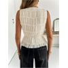 image:imageMakeMeChic Womens Sleeveless Tank Tops Crew Neck Ruffle Smocked Going Out TopsApricot
