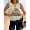 image:imageMakeMeChic Womens Sleeveless Tank Tops Crew Neck Ruffle Smocked Going Out TopsApricot