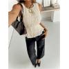 image:imageMakeMeChic Womens Sleeveless Tank Tops Crew Neck Ruffle Smocked Going Out TopsApricot