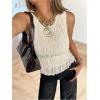 image:imageMakeMeChic Womens Sleeveless Tank Tops Crew Neck Ruffle Smocked Going Out TopsApricot