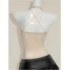 image:imageMakeMeChic Womens Sparkly Glitter Halter Top V Neck Beaded Criss Cross Rave Going Out TopsChampagne