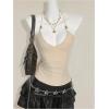 image:imageMakeMeChic Womens Sparkly Glitter Halter Top V Neck Beaded Criss Cross Rave Going Out TopsChampagne