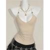 image:imageMakeMeChic Womens Sparkly Glitter Halter Top V Neck Beaded Criss Cross Rave Going Out TopsChampagne