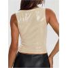 image:imageMakeMeChic Womens Sparkly Sequin Tops Y2k Sleeveless Crop Going Out Rave Tops ClubwearApricot