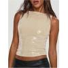 image:imageMakeMeChic Womens Sparkly Sequin Tops Y2k Sleeveless Crop Going Out Rave Tops ClubwearApricot